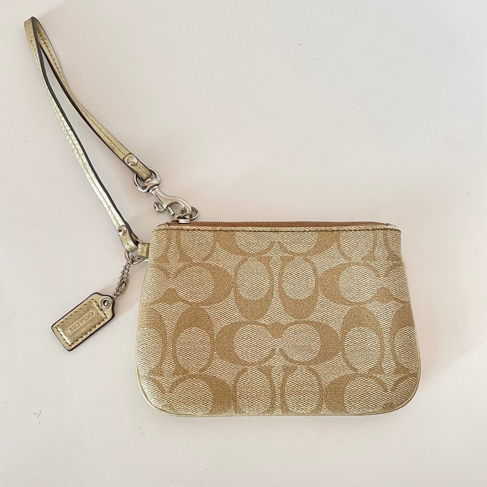 Coach Signature Canvas Skinny Zip Wristlet Pouch